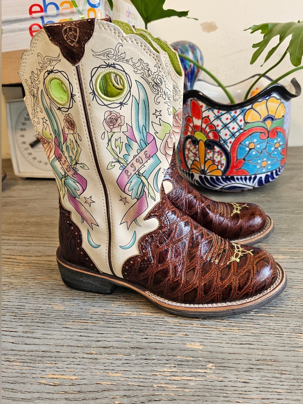 Ariat Womens Fatbaby Ride Live Western Boots SZ 6B 10006764 Brown Cream